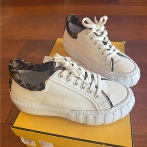 Fendi White and Brown Sneakers
